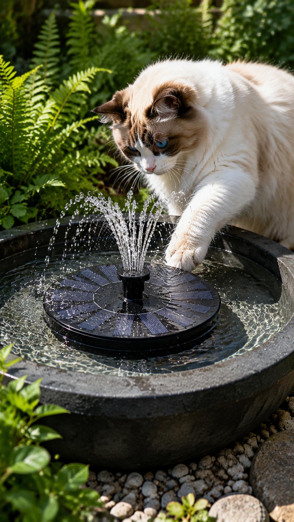 Solar Fountain Pump for Bird Bath, Upgraded 5.1/6.3 inch Solar Powered Water Fountain with 6 Nozzles, Floating Free Standing Fountain for Backyard Garden Pond, Patio, Pool, Attracts Birds bath fountain pump
