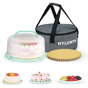 Bpa-Free 10 Inch Round Cake Carrier With Lid And Handle With 10 pcs Round Golden Cake Boards And Portable Insulated Bag