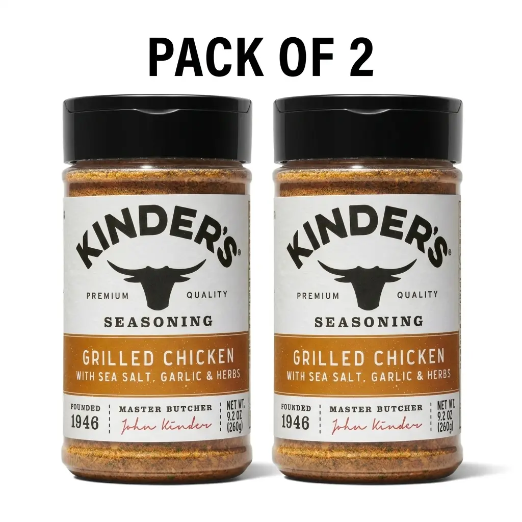 Pack of 2 – Kinder's Grilled Chicken Seasoning, 9.2 oz Jumbo Bottles | Bold Smoky Blend for Chicken, Fish & Tri-Tip
