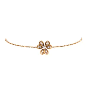 Pre-owned Van Cleef & Arpels Frivole Bracelet 18K Yellow Gold and Pave Diamonds Mini by Rebag