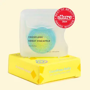 COCOLAB Sweet Pineapple Dental Floss - Award-Winning, 500+ Woven Fibers, Coated in Coconut Oil for Freshness & Plaque Removal - 33 Yd, 2-Month Supply