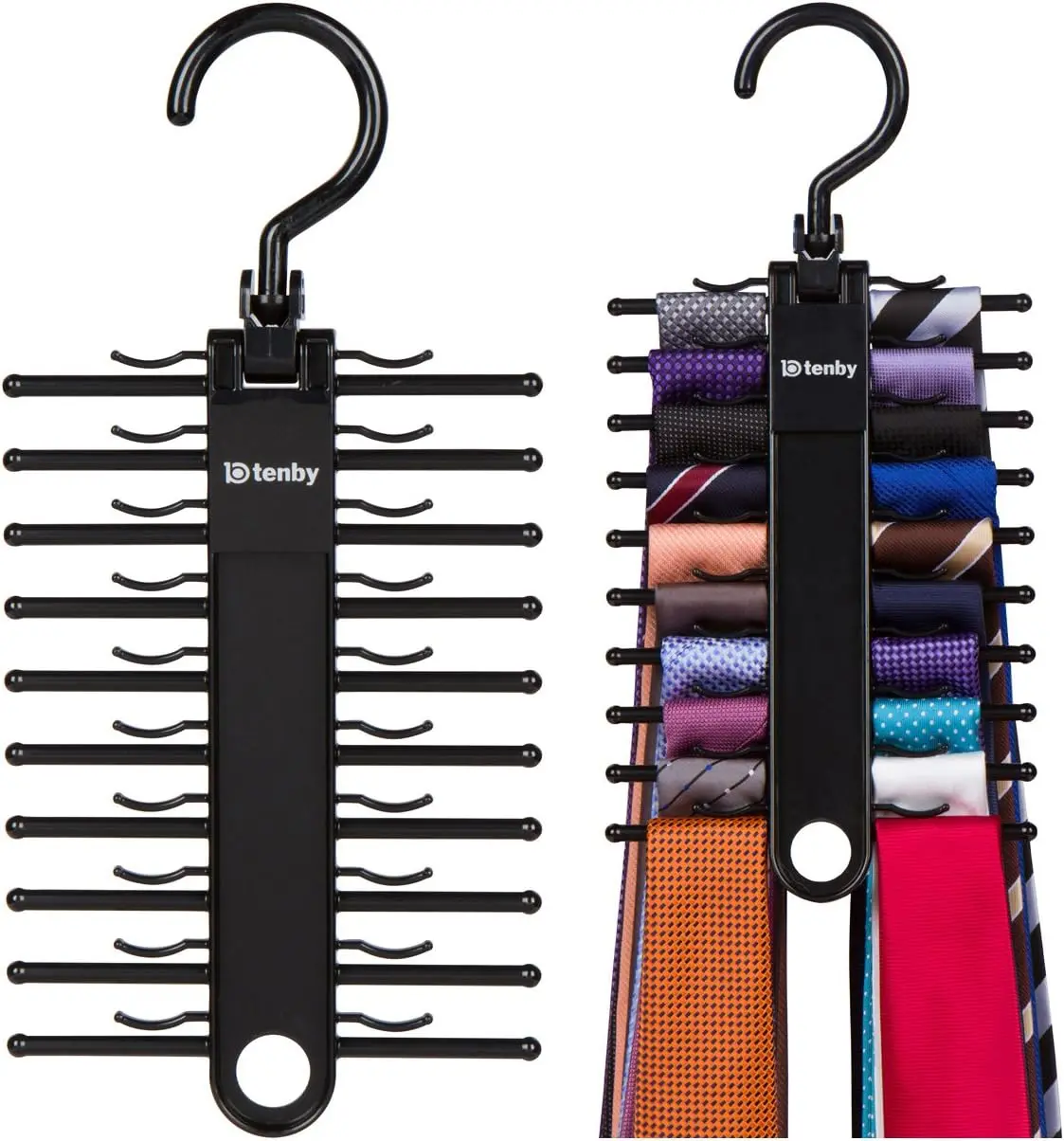 Black Tie Organizer 2-Pack - Hanger and Holder Set for Living Spaces - Budget-Friendly Solution