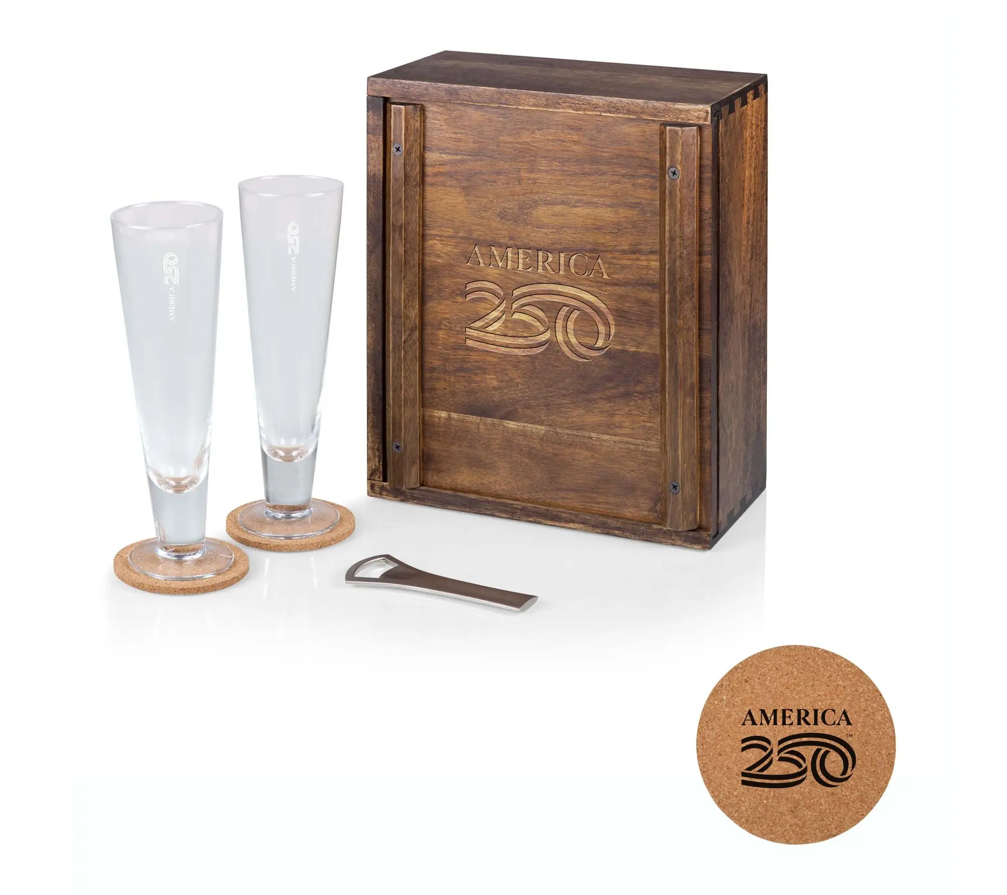 Legacy America250 Pilsner Beer Glass Acacia Gift Set