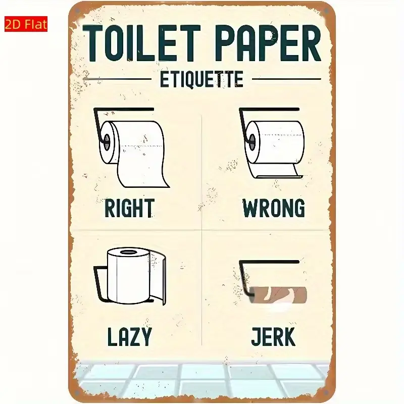 Wooden Toilet Paper Etiquette Sign - Vintage Style Wall Decor for Bathroom, Home, Living Room, Bedroom, and Garden, Bathroom Wall Decor, Playful Design, Bathroom Decor And Accessories