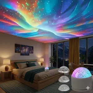 LED Aurora Lights Projection Lamp, 3-In-1 Ambient Light, Atmosphere Light, 16 Dynamic Effects, Adjustable Remote Control, Northern Aurora Lights Projector Perfect for Bedroom Party Home Decor