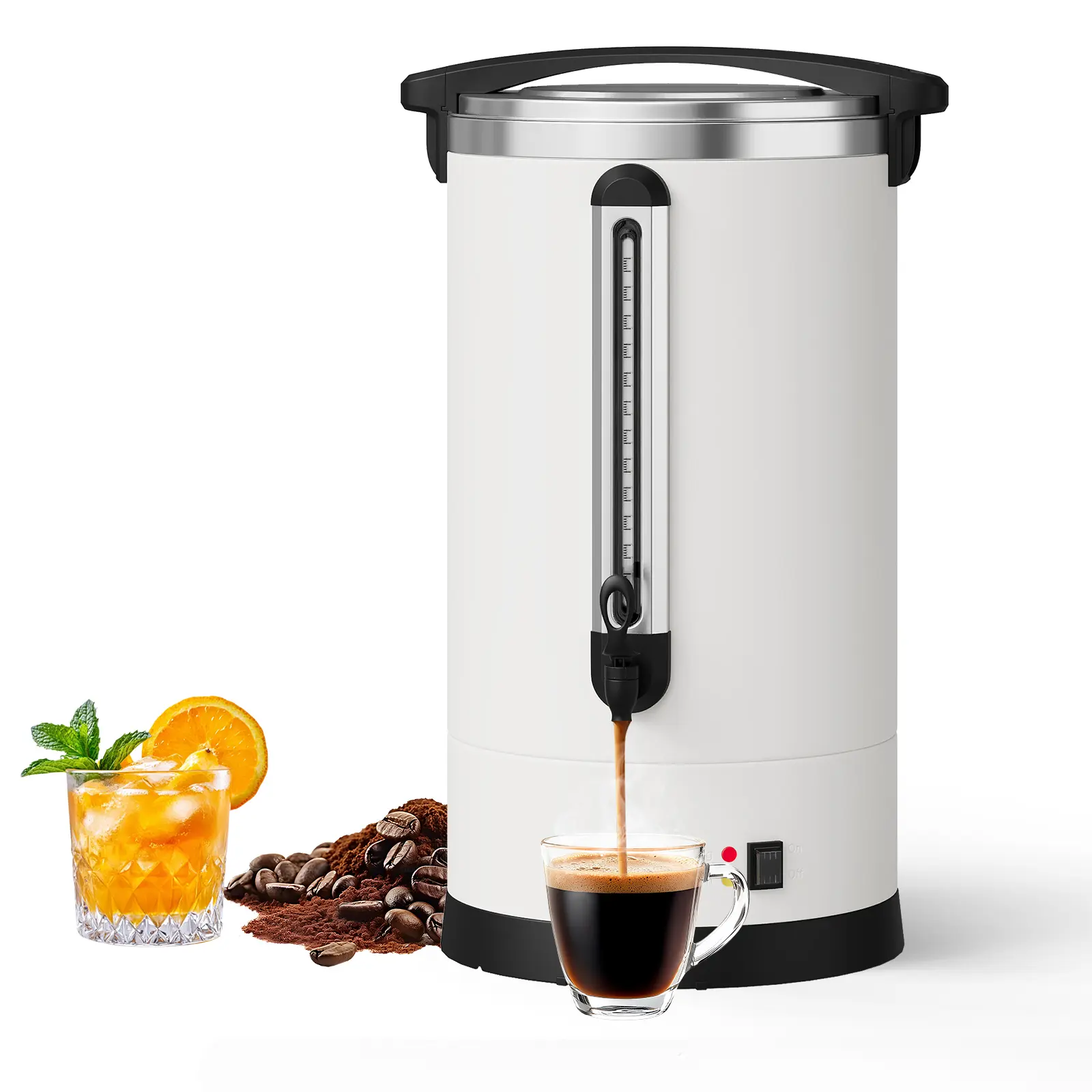 Commercial Coffee Urn Double Wall Stainless Steel – 120-Cup Large Capacity Percolator, Hot Beverage Dispenser for Catering, Events, Weddings, Buffet, Quick Brew, Easy Clean