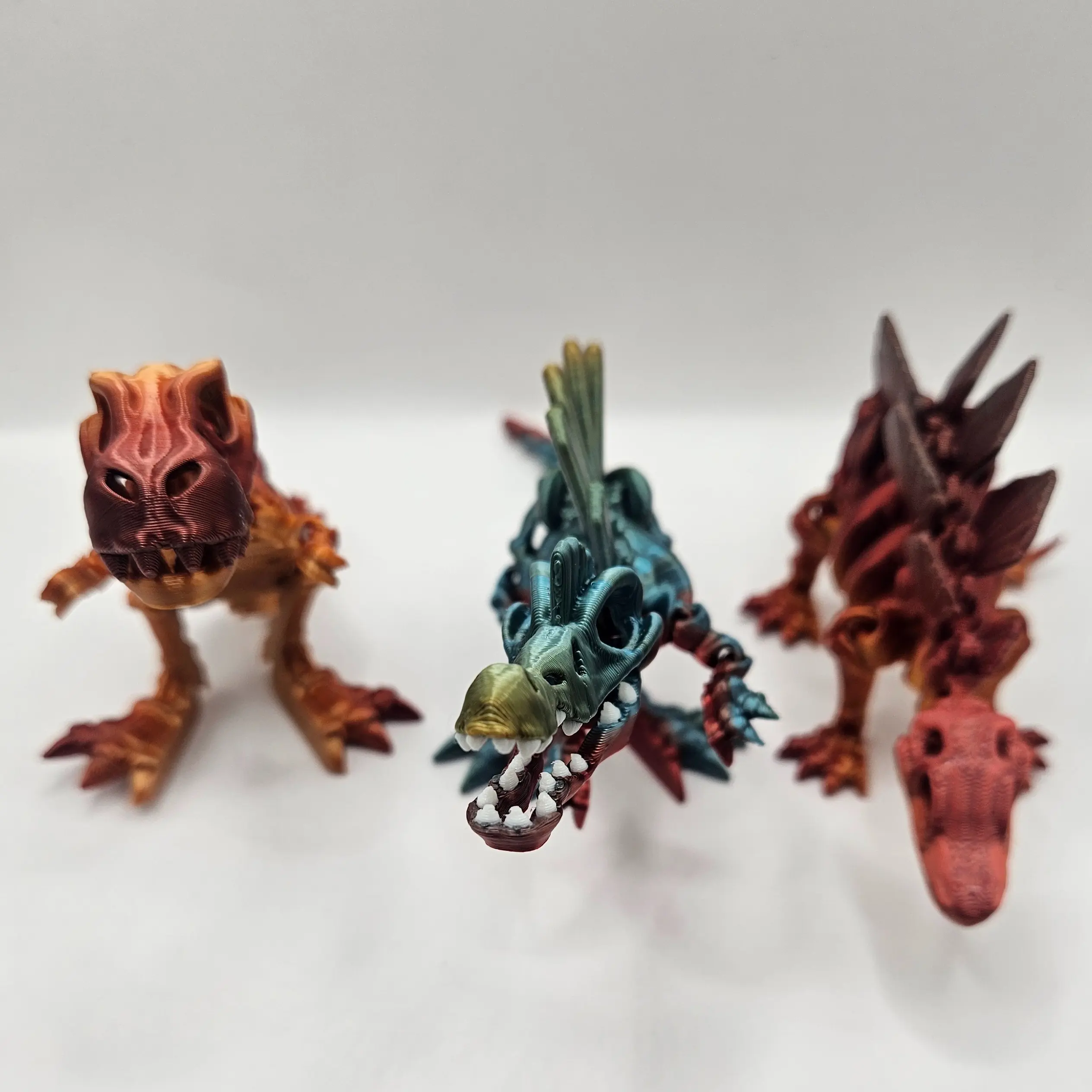 Metal Gradient Skeleton Dinosaurs | 3D Printed Articulating Flexi Fidget