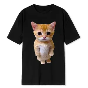 El Gato Meme Sad Crying Cat Munchkin Kitty Meme Trendy Graphic T-shirt Unisex Fashion Short Sleeve T-shirts  Streetwear