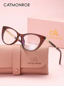 CATMONROE Cat Eye Blue Light Blocking Glasses For Women Tortoise & Black Full Rim Frame Lightweight, Anti Eye Strain Ideal For Computer & Office Use Eye Strain Relief