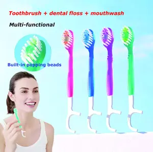26pcs Travel Flossing Toothbrush Kit: Burst Bead Manual Toothbrush with Tongue Scraper Floss Pick for Backpacking Oral Care - Travel Accessory