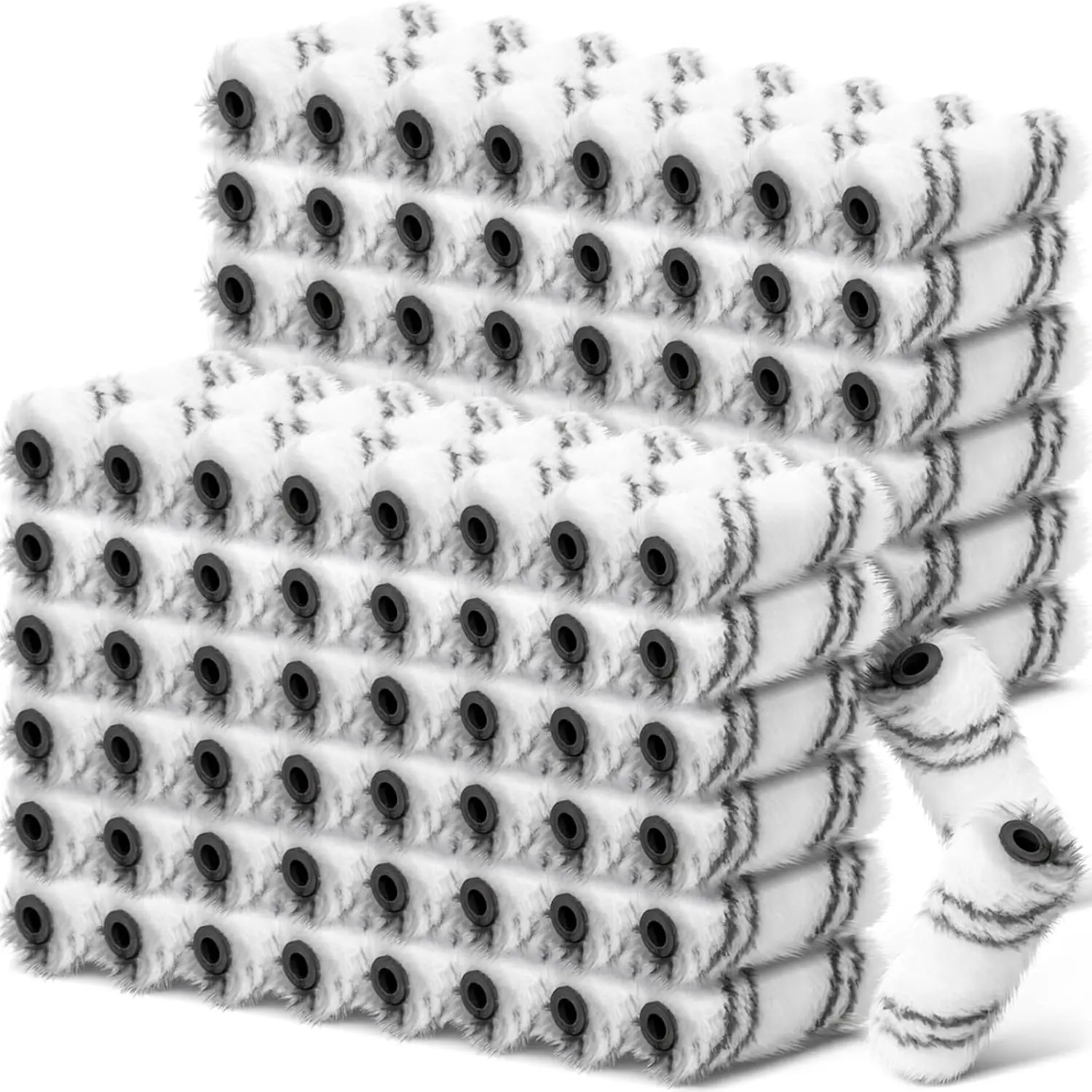 300-Count 4-Inch Hair-Free Mini Microfiber Paint Rollers, 1/2-Inch Nap, Gray & White Tools Kit for Doors, Smooth Brushing (Home Improvement Supplies, Hair Length Reserved)