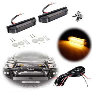 2PCS Smoked Lens Amber LED Front Grille DRL Running Lights Kit For Toyota Tacoma 2012 2013 2014 2015 2016 2017 2018