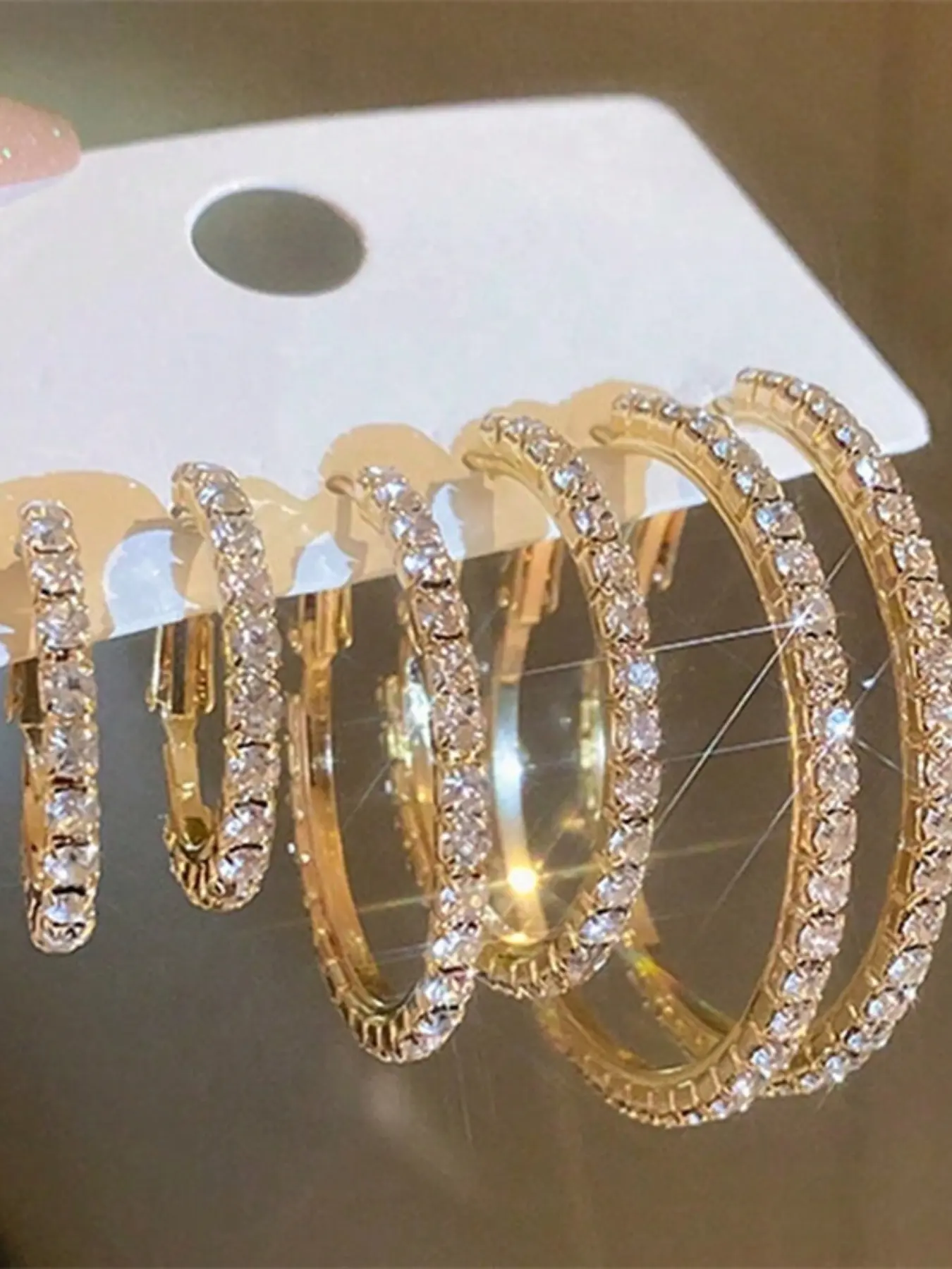 Elegant Rhinestone Earrings for Women, Sparkling Jewelry Accessory for Special Occasions, Perfect Gift for Her, Fashionable Hoop Earrings, Ear Hoops, Hoop Earring Sets, Rhinestone Decorated Bling