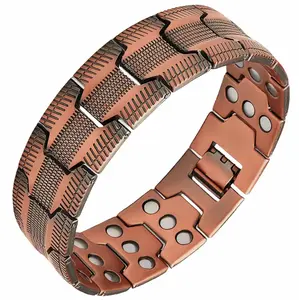 3X Copper Magnetic Bracelet for Men 99% Copper with Strong Magnets, 3500 Gauss strong magnet, suitable for gifting to yourself, your loved one, and father,Jewelry Gift, Stylish Gift for Him Wearable
