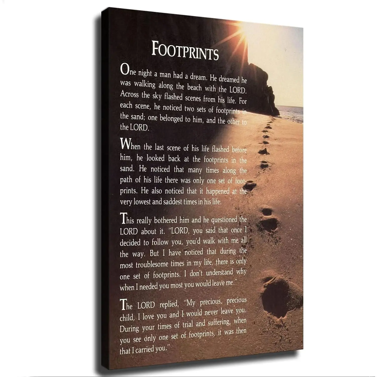 Retro Home Decor - Inspirational Footprints Poem In The Sand Poster Canvas Motivational Wall Art - Canvas Poster Colorful Gifts Room Decoration Ornaments Artistic