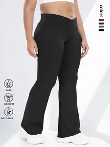 Plus Size High Waist Flare Pants, Comfortable Fit for Curvy Women, Stylish Casual Activewear for Daily Wear, Casual Comfy Trouser