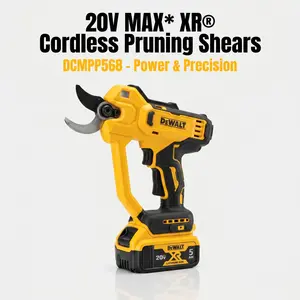 DEWALT 20V MAX XR Brushless Cordless Pruning Shears DCMPP568 features 1.5" Cut Capacity with Bypass Coating Blades Professional Grade High Torque Orchard Maintenance and Landscaping Tool Bare Tool with 5.0Ah Battery indoor use