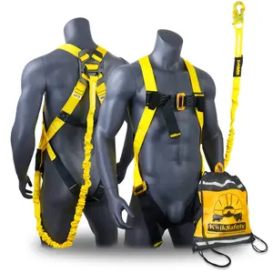 KwikSafety SCORPION ANSI Fall Protection Safety Harness w/ Attached 6ft Lanyard - Model No.: KS6604