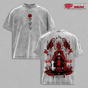 Madara Uchiha Ghost of the Uchiha T-Shirt – Vintage Washed Oversized Graphic Tee, Naruto Anime Streetwear Casual, Heavy Cotton Unisex Top, Dark Shinobi Aesthetic, Gift for Anime Fans