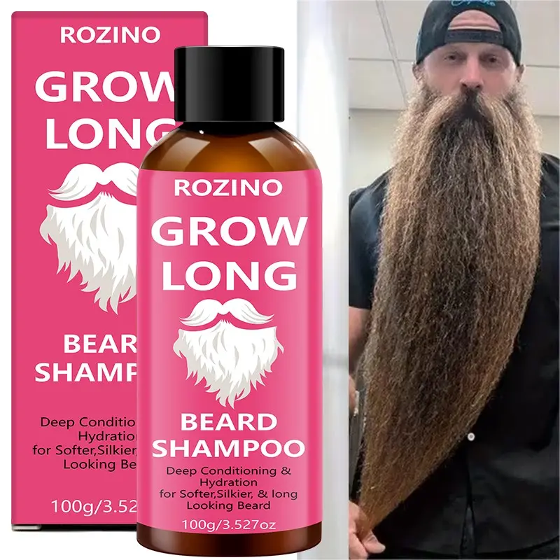 Rozino Beard Growth Care Shampoo 100g for Men, Daily Gentle Cleansing, Hydrating, Strengthens and Repairs, Deep Cleans Beard and Skin, Promotes Healthy Beard Growth