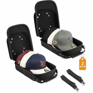 2 PCS Hat Travel Cases for Baseball Caps Premium Hat Storage Carrier Case with Shoulder Strap & Trolley Sleeve Protects Up to 10 Hats for Travel Home Organizer