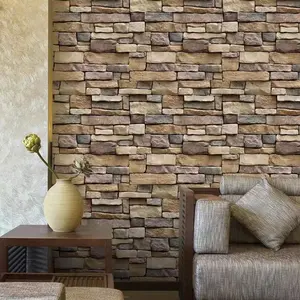 1 Roll Vintage Style 3D Brick Texture Wallpaper, Self-Adhesive and Waterproof for Bathroom Kitchen Living Room, Removable Wall Decor