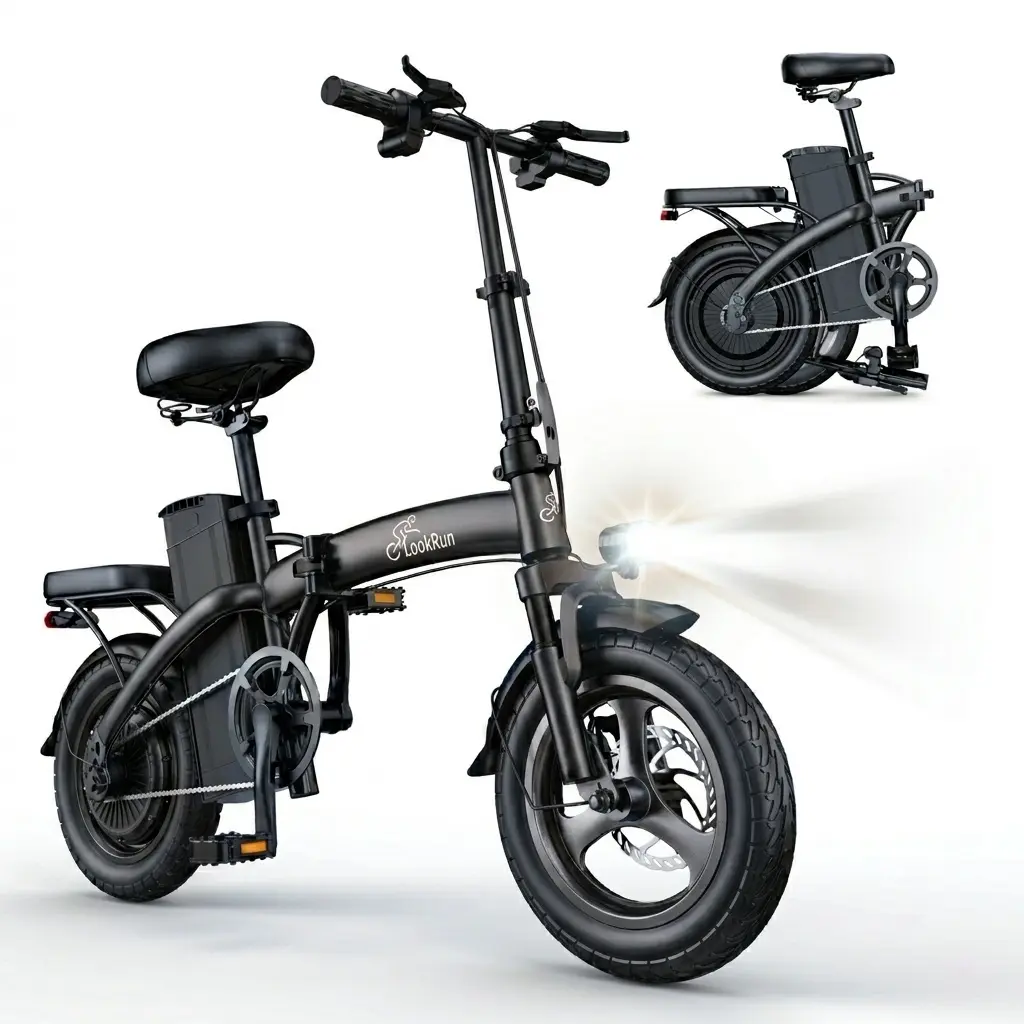 48V 15Ah Adult Folding   - 650W Peak Power, 20MPH Commuter Ebike, Padded Rear , Portable Compact Design Bike Electric Foldable Seat sport