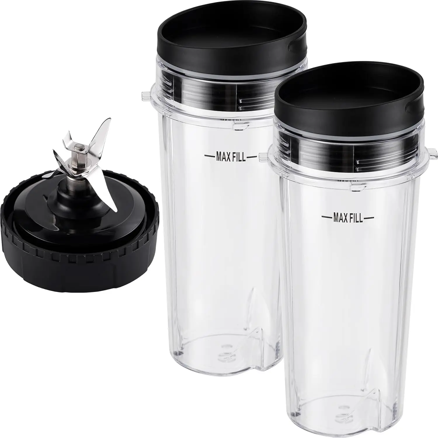 5- Ninja Blender Cups Replacement Single Serve 16oz Cups with Sip & Seal , 6 Fins Extractor  Compatible with Nurti Ninja Blenders Pro BL660 BL663 BL663CO BL665Q BL740 BL770