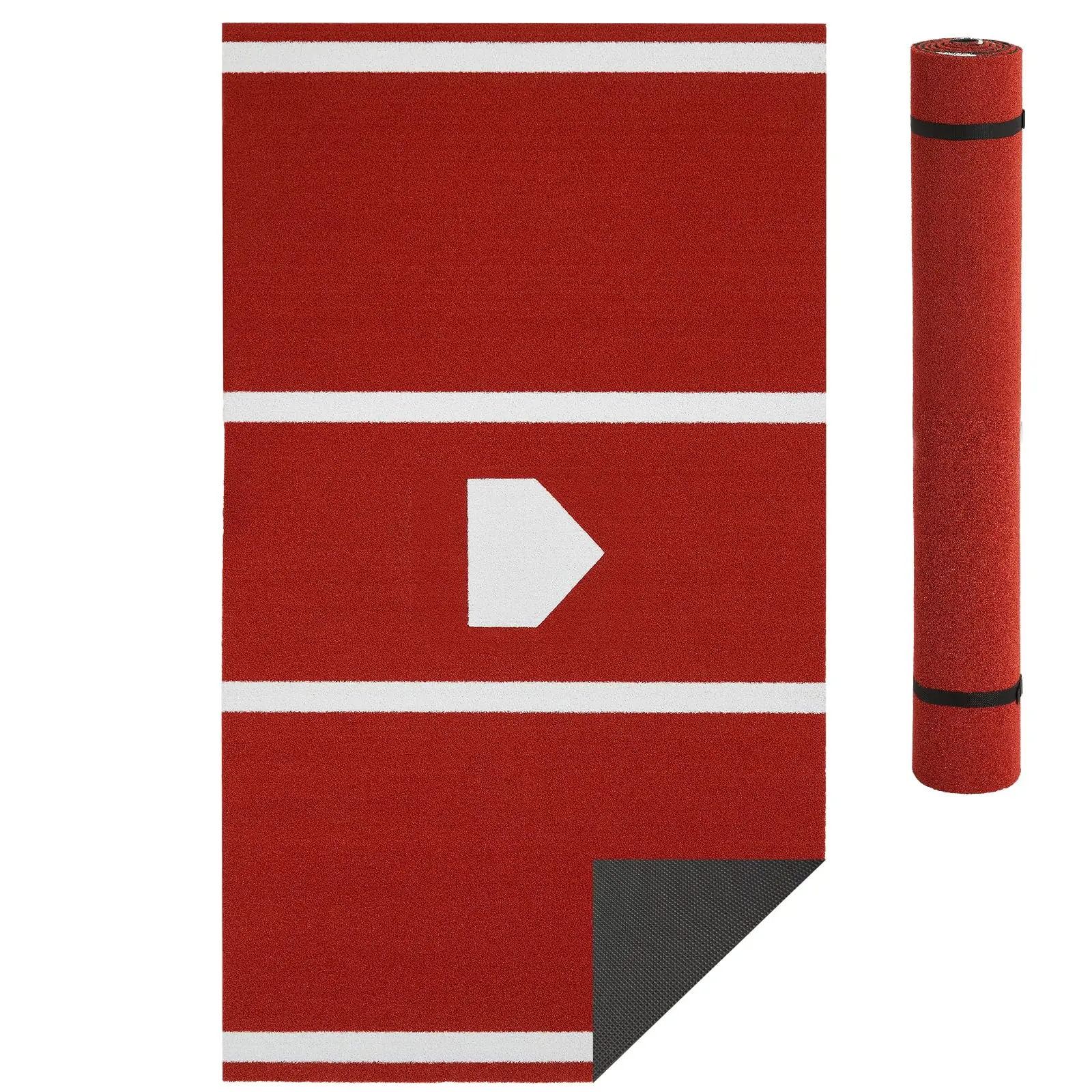 Garvee 6 x 4 ft Baseball Hitting Mat,Softball Hitting Mat with Home Plate and Anti Fade Turf for Baseball Softball Training Practice Indoor and Outdoor,Red