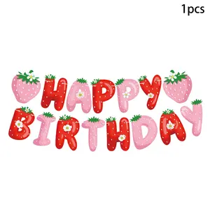 Strawberry Birthday Party Banner, Strawberry Theme Party Decoration, Indoor Living Room Decor, Garden Home Decor, Festive Gift, Birthday Party Supplies, Party Decorations Banners