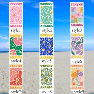 [Hot Summer - Ship From US] - Personalized Floral Beach Towel with Name – Custom Flower Design Towel, Choose Your Style