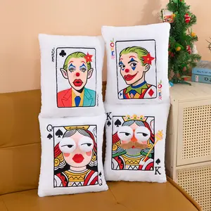 Creative Poker Joker King Queen Plush Pillow Soft Stuffed Cushion With 3D Design For Home Decor Sofa Bed And Funny Gift