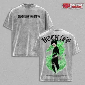 Rock Lee Hard Work Beats Talent Vintage Washed Oversized T-Shirt, Naruto Graphic Tee, Trendy Streetwear Summer Clothes Men’s Clothing Gift Idea
