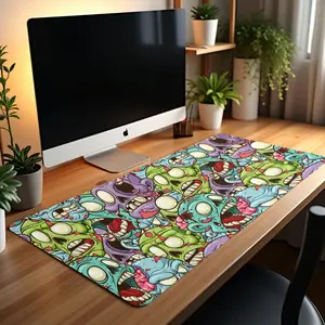 Zombie Horde Extended Desk Mat – Horror Cartoon Skull Design Mouse Pad