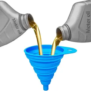 Portable Foldable Silicone Oil Funnel, Large Diameter Car Oil Pourer, Easy Oil Change Tool, Long Neck Design, Upgrade Your Car Maintenance