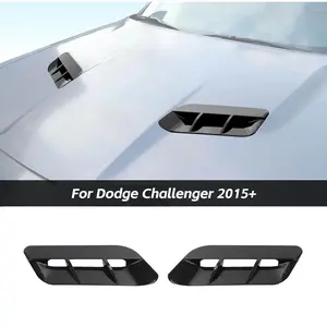 Front Engine Hood Air Vent Cover Trim Bezel for Dodge Challenger SXT 2015+ Car Exterior Decorative Accessories carbon fiber Automotive