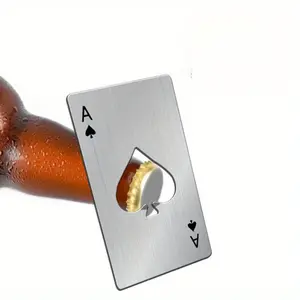Ace Of Spades Design Beer Opener, Stainless Steel Poker Card Shaped Bottle Opener, Portable Card Beer Opener for Home Kitchen Party