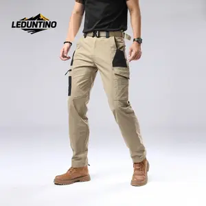 LEDUNTINO Men's Casual Sports Patchwork Straight Pants - Regular-Fit Polyester Fabric Mensfashion Cargo Tactical Trousers with Multiple Pockets, Zipper Placket, for Outdoor Camping & Daily Wear All-Seasons,summervibes