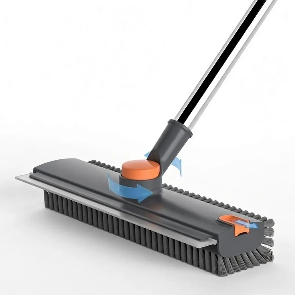 Floor Scrub Brush with Long Handle, cleaning brush,3 in 1 Scrape and Heavy-Duty Stiff Bristle Scrubber Brush for Cleaning Shower Bathroom, Patio, Garage, Kitchen, Wall and Deck