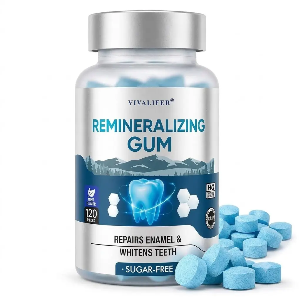 Sugar-Free Remineralizing Chewing Gum - Active Mineral Technology, Supports Enamel Health, Teeth Whitening, Long-Lasting Breath Freshener, Travel-Friendly - 120 Pieces