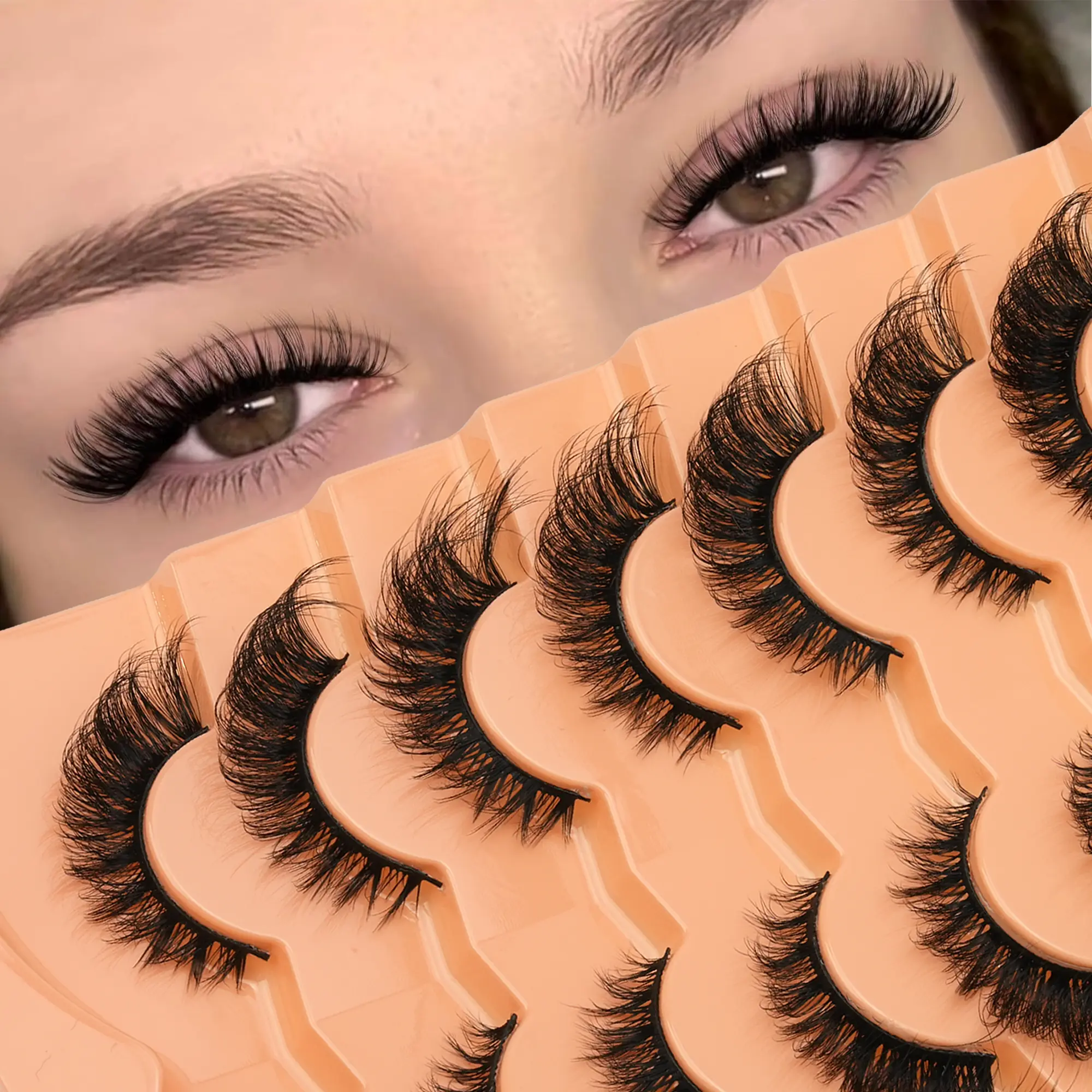 7 Pairs Of Naturally Curled 3D False Eyelashes To Enlarge Your Eyes. Thin And Natural Eyelashes - Reusable And Lightweight To Create Eye-Catching Eye Looks - Perfect For Daily Wear