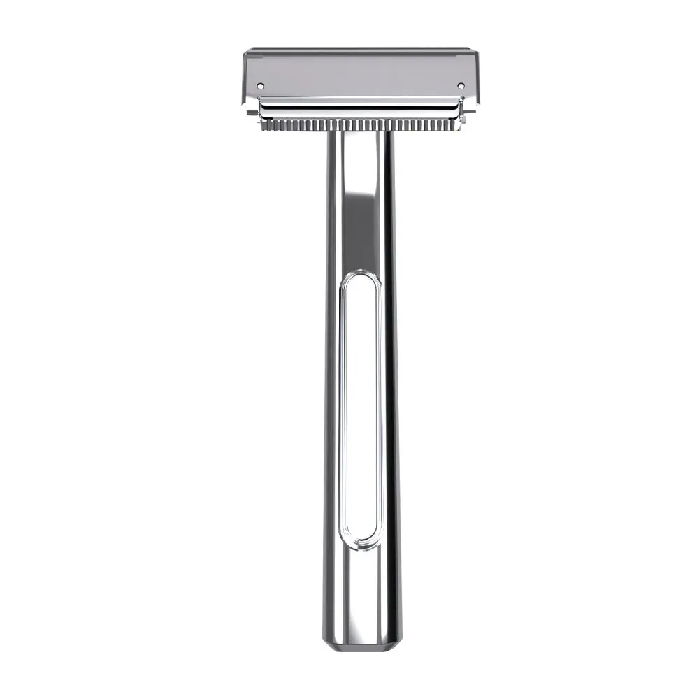 SHAVCOOO Manual 5in1 Safety Razor Shaver  Kit - All-Metal Shaver with Self-Cleaning, 15 Blades | Unisex Father's Day Gift Stainless Daily Handle Smooth Traditional Black Steel Sensitive