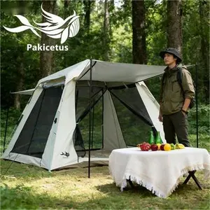 PAKICETUS 2-4 Person Pop-Up Tent, Easy Quick Setup, Windproof Structure, Suitable for Hiking, Mountaineering and Fishing, Medium Size 210cm x 205cm, All-Season Versatile Camping Tent