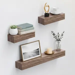 Spaco 23.6" Maple Light Gray Floating Wall Shelves - Modern Wood Storage for Bathroom, Bedroom, Kitchen & Living Room (Invisible Brackets, Decorative & Functional for Books & Organization)