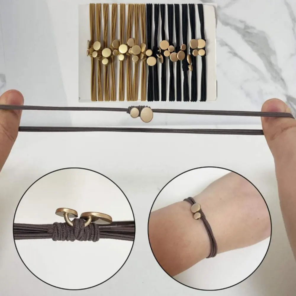 16PCS Thin Hair Ties, Boho Hair Ties Bracelets Ponytail Holders for Women, Cute Metal Beads Ties Decorative Hair Elastics