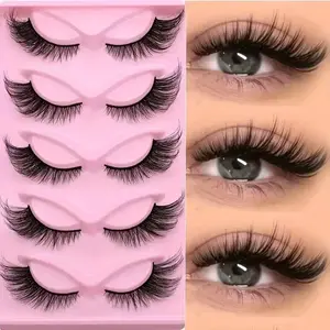 5 Pairs Cat Eye Lashes Set, Soft Thick False Eyelashes, Dramatic Cat Eye Makeup, Long Tips & Layered Design, Enhance Eyes' Charm