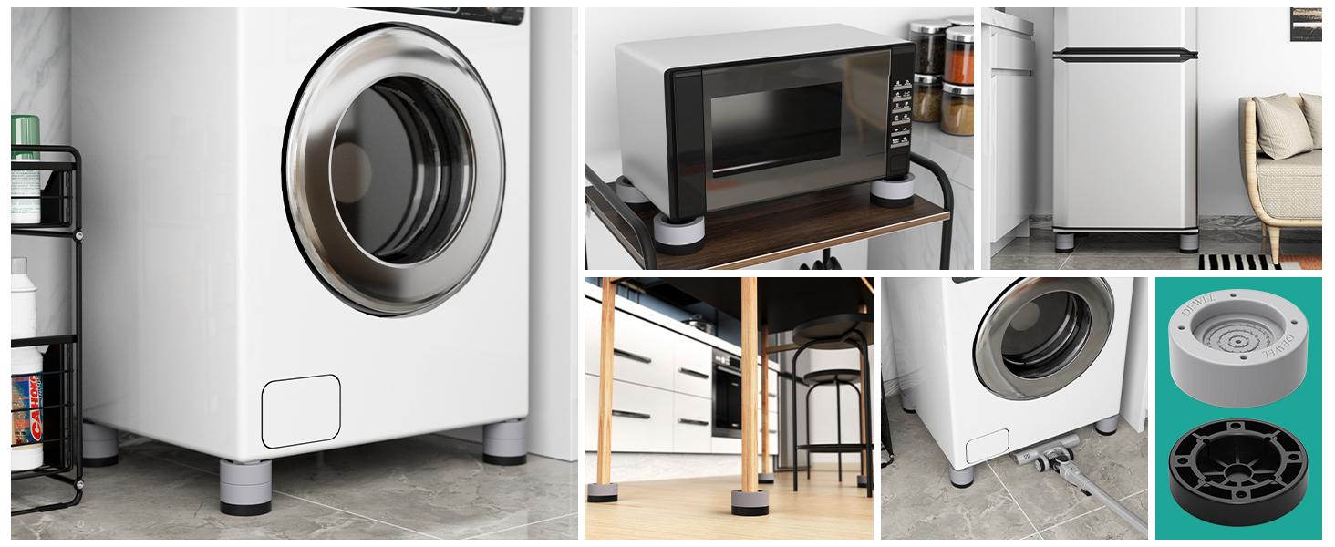 Anti-Vibration Washing Machine Support Pads - Shock & Noise Cancelling Stabilizer Mat, No More Walking or Shaking, Floor Protector for Washer & Dryer (4 Pcs)