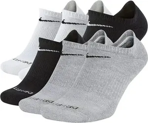 NIKE EVERYDAY PLUS NO SHOW 6 PACK MULTI G/W/B MEDIUM Sports Socks