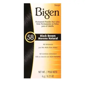 Bigen Permanent Powder Hair Color #58 Black Brown 0.21oz No Ammonia Just Mix with Plain Water