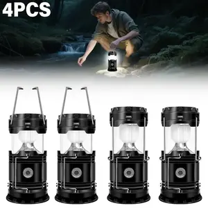 4 Pack Camping Lantern, Rechargeable LED Tent Lights with 4 Light Modes & Dimmable, IPX6 Waterproof Portable Lanterns for Power Outage, Hurricane Emergency, Backyard, Hiking – Black